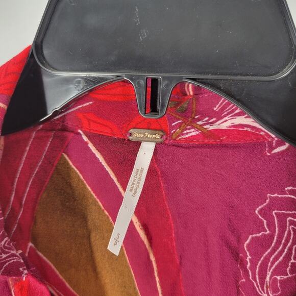 Free People Floral V Neck Feild Of Flowers Long Sleeve Tunic Mini Dress S - Picture 5 of 10